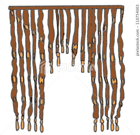 鉛筆畫風格的昭和時代室內竹百葉窗的彩色插圖 118754003