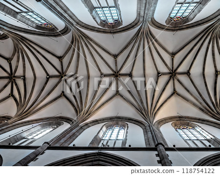 Gothic ribbed vault in historical Basilica of Holy Trinity, Krakow Poland Gothic ribbed vault in historical Basilica of Holy Trinity, Krakow Poland 118754122