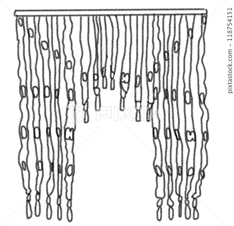 鉛筆畫風格的昭和時代室內百葉窗的線畫插圖 鉛筆畫風格的昭和時代室內百葉窗的線畫插圖 118754151