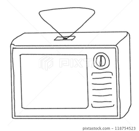 鉛筆畫風格昭和電視故事的線條畫插圖 鉛筆畫風格昭和電視故事的線條畫插圖 118754523