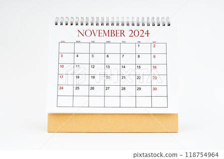 October 2024 desktop calendar isolated on white background, Planing or appointment. 118754964