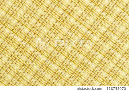 Checkered yellow fabric. Textile. Checkered fabric background with yellow and white. 118755070