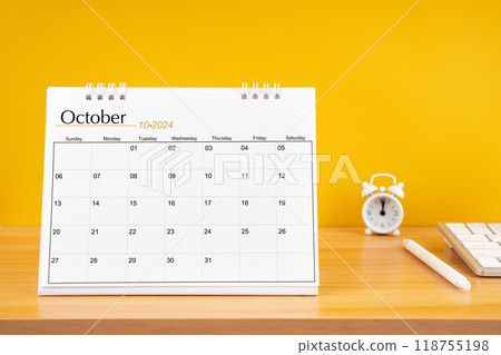 October 2024, Monthly desk calendar for 2024 year. 118755198