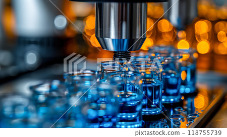 Automated Liquid Dispensing in a Laboratory With Multiple Blue Vials Under Bright Lighting 118755739