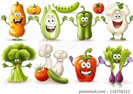 Happy Cartoon Cabbage Character Waving Cheerfully With a Bright Green Appearance. Generative AI 118756322