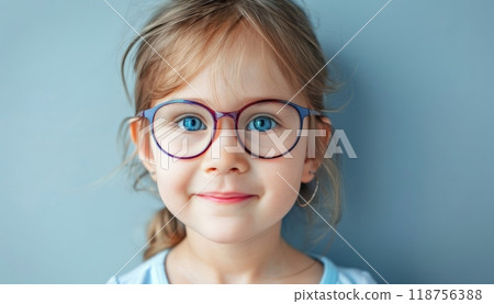Beautiful little girl with glasses isolated 118756388