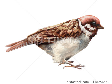 Sparrow bird. Watercolor forest small bird Isolated white background for Creative Designers Nature-Inspired Artwork Sparrow bird. Watercolor forest small bird Isolated white background for Creative Designers Nature-Inspired Artwork 118756549