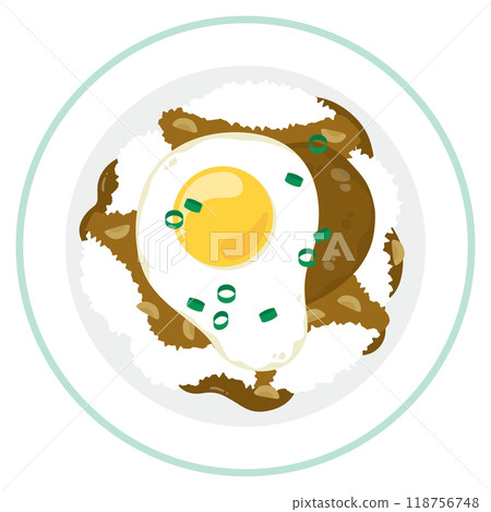 Loco moco served on a plate 118756748