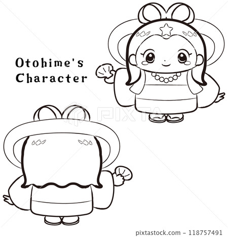 以乙姬為主題的人物插畫(正面和背面一組) 以乙姬為主題的人物插畫(正面和背面一組) 118757491