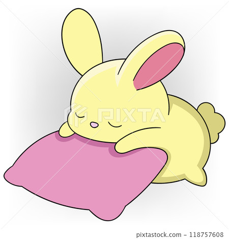 lazy rabbit lying on a pillow 118757608