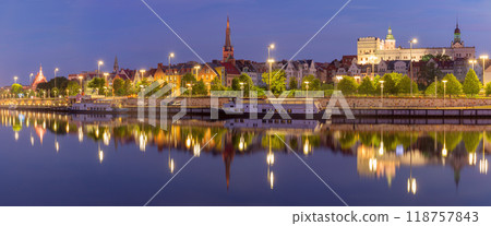 Panoramic view of Szczecin riverfront Poland 118757843