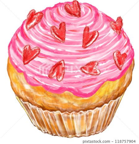 Cupcake_Strawberry cream_Heart chocolate Cupcake_Strawberry cream_Heart chocolate 118757904
