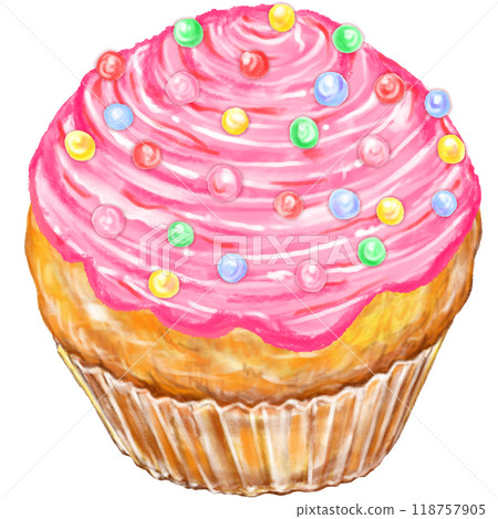 Cupcake_Strawberry cream_Colored chocolate 118757905