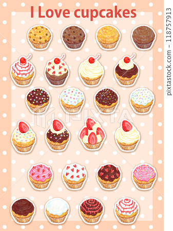 Cupcakes_ILoveCupcakes_Polka dot orange background 118757913