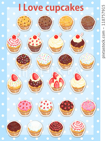 Cupcake_ILoveCupcakes_背景圓點藍色 118757915