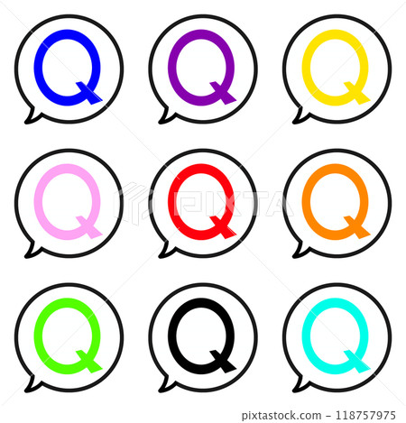 Simple speech bubbles and Q 9-piece set 118757975