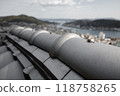 Tile roof and cityscape 118758265