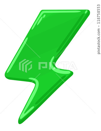 Green lightning bolt. Green energy symbol. Vector isolated illustration Green lightning bolt. Green energy symbol. Vector isolated illustration 118758553