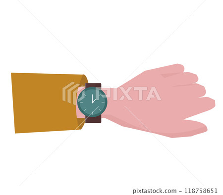 一個人在檢查手錶。向量圖 一個人在檢查手錶。向量圖 118758651