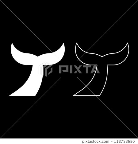 Tail of the fish set icon white color vector illustration image solid fill outline contour line thin flat style 118758680