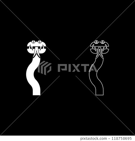 Snake silhouette set icon white color vector illustration image solid fill outline contour line thin flat style 118758695