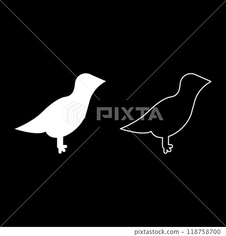 Bird set icon white color vector illustration image solid fill outline contour line thin flat style Bird set icon white color vector illustration image solid fill outline contour line thin flat style 118758700