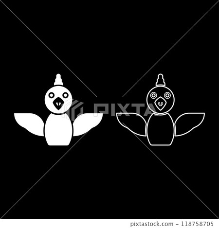 Cockerel chick bird young poultry concept set icon white color vector illustration image solid fill outline contour line thin flat style 118758705