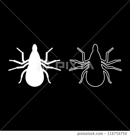 Tick mite set icon white color vector illustration image solid fill outline contour line thin flat style 118758750