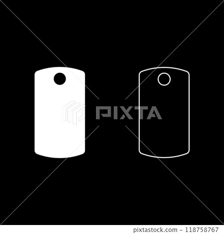 Dog tag military soldier animal tokens for collar set icon white color vector illustration image solid fill outline contour line thin flat style Dog tag military soldier animal tokens for collar set icon white color vector illustration image solid fill outline contour line thin flat style 118758767
