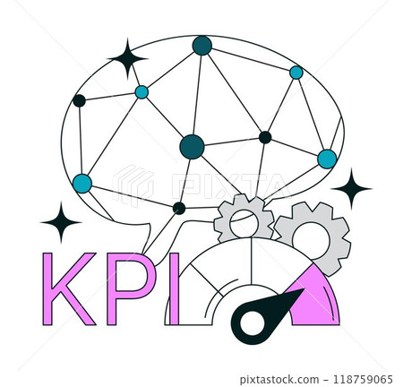 Impact of Artificial intelligence on business. AI-powered production KPI, business efficiency growth. Self-learning computing system processing big data. Flat vector illustration 118759065