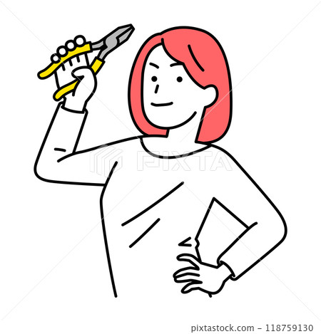 拿著鉗子的休閒婦女 118759130