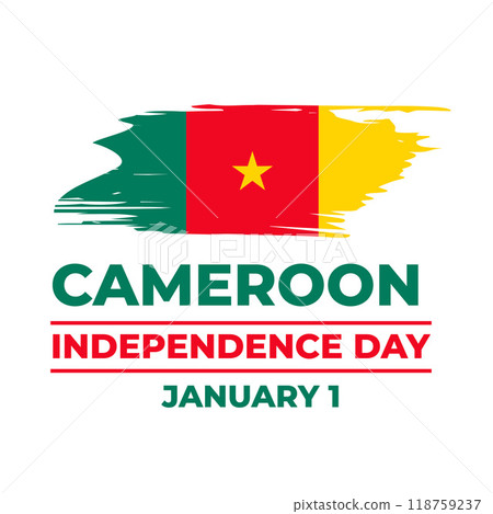 Cameroon Independence Day typography poster. Cameroonian holiday on January 1. Vector template for banner, flyer, sticker, greeting card, postcard, etc. 118759237