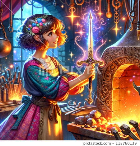 A girl posing in a temple hall 118760139