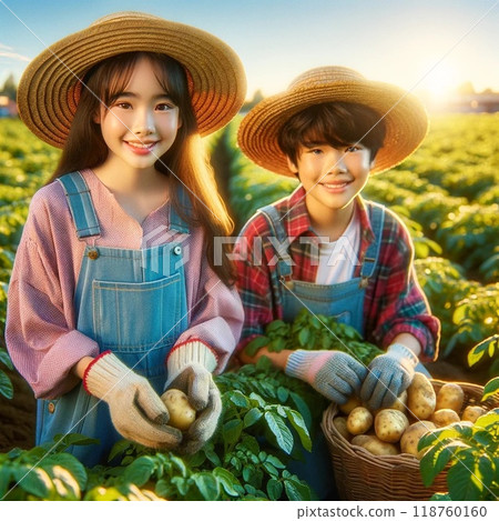 農婦在田裡收割蔬菜 118760160