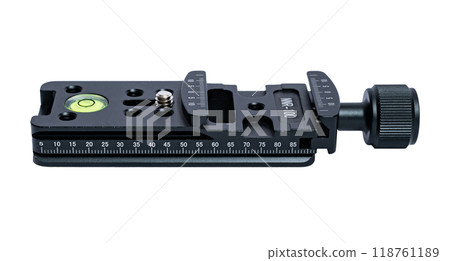 Macro focusing rail isolated on white background 118761189