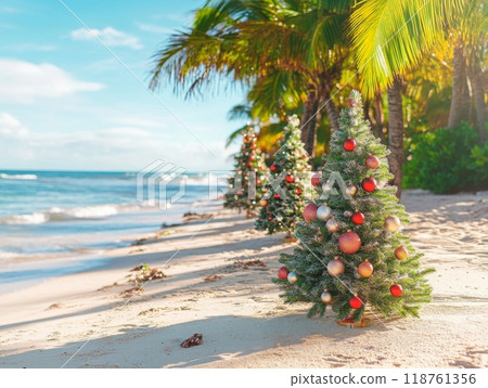 Christmas Trees on a Tropical Beach Christmas Trees on a Tropical Beach 118761356