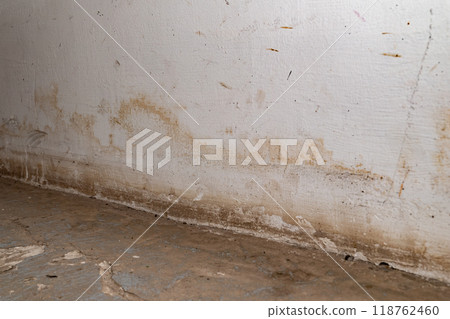 Flooding rainwater or floor heating systems, causing damage, peeling paint and mildew Flooding rainwater or floor heating systems, causing damage, peeling paint and mildew 118762460