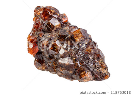 macro mineral garnet stone on a white background macro mineral garnet stone on a white background 118763018