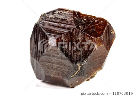 Macro stone Grossular mineral on white background Macro stone Grossular mineral on white background 118763019