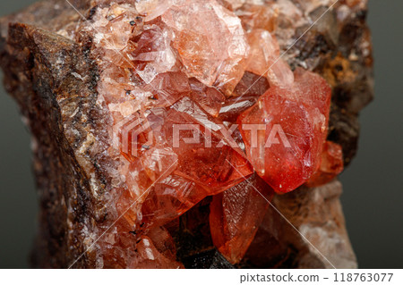 macro mineral stone Rhodochrosite on a black background macro mineral stone Rhodochrosite on a black background 118763077
