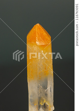 macro mineral quartz stone with halloysite, mango quartz on a black background macro mineral quartz stone with halloysite, mango quartz on a black background 118763091