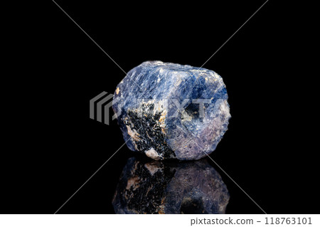 macro mineral stone sapphire on a black background macro mineral stone sapphire on a black background 118763101
