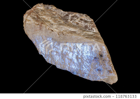 Macro of a stone Moonstone mineral on a black background 118763133