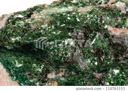 Macro mineral stone Fuchsite on a white background 118763153