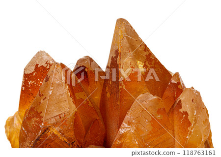 Macro stone calcite mineral on white background Macro stone calcite mineral on white background 118763161