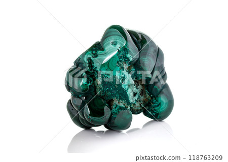 Malachite macro mineral stone on a white background 118763209