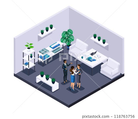 High-quality isometry. Individual tailoring. Designer takes measurements from the client High-quality isometry. Individual tailoring. Designer takes measurements from the client 118763756