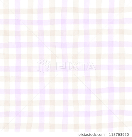 Purple Beige Gingham Check Hand Drawn Pattern Background Overlay 118763920
