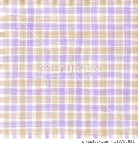 Purple Beige Gingham Check Hand Drawn Pattern Background Overlay 118763921
