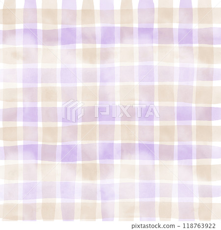 Purple Beige Gingham Check Hand Drawn Pattern Background Overlay 118763922